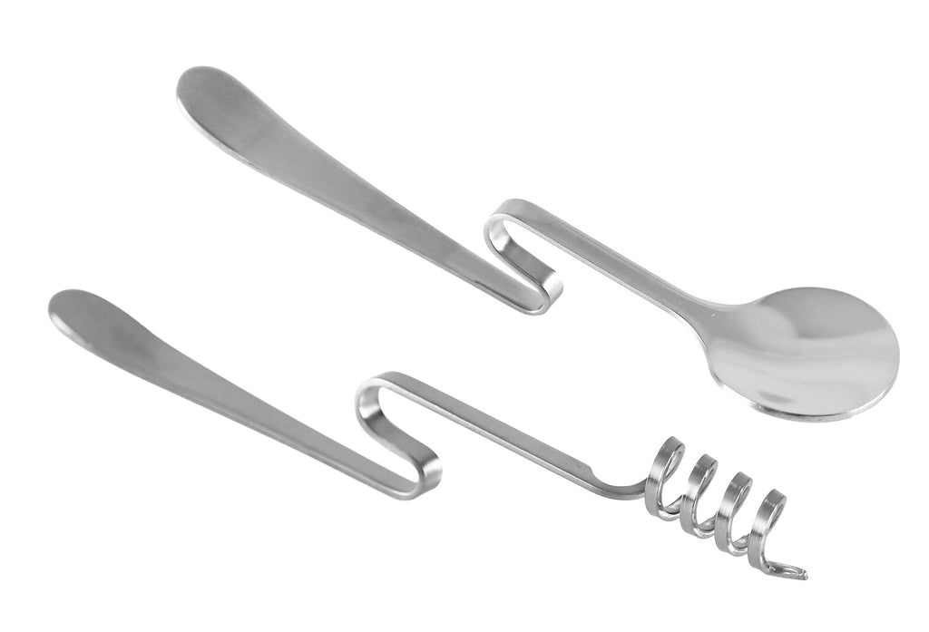 [Australia - AusPower] - HOME-X Coffee Stirrer Set, Hanging Spoon and Frother Tool, Stainless Steel Stirrers, S-Handle Spoon Set for Coffee, Tea, or Hot Chocolate, each 5 ¼” L, Set of 2, Stainless Steel 