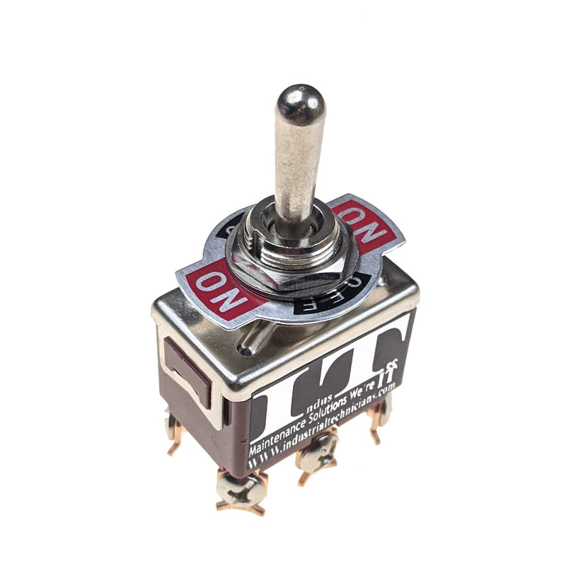 [Australia - AusPower] - IndusTec DPDT 20A 12V 24V (On)/Off/(On) 6 Screw 3 Position DC Control Momentary Automatic Reset Toggle Switch 