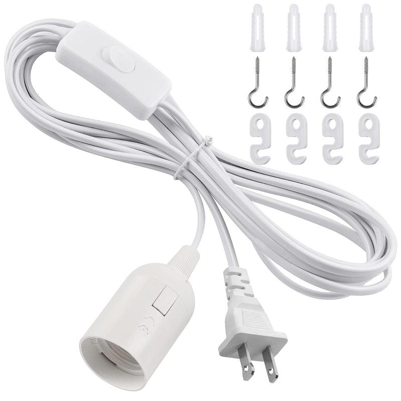 [Australia - AusPower] - DiCUNO Hanging Lantern Extension Cord Cable, E26/E27 Pendant Light Socket On Off Inline Cord Switch Control Lamp, Switch Close to Polarized Plug, 13 Feet, White, 1-Pack 13ft - White 
