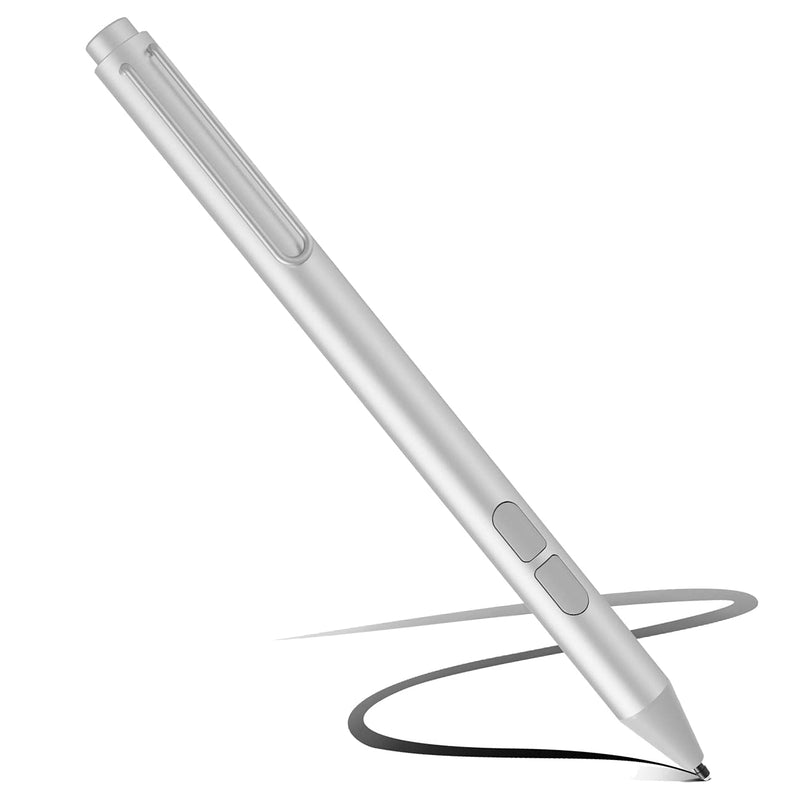 [Australia - AusPower] - TOPXINKER Pen for Microsoft Surface with Palm Rejection, 4096 Levels Pressure Compatible with Surface Pro X/7/6/5/4/3, Surface Go, Surface Book, Surface Laptop Including AAAA Battery & Spare Tip Silver 