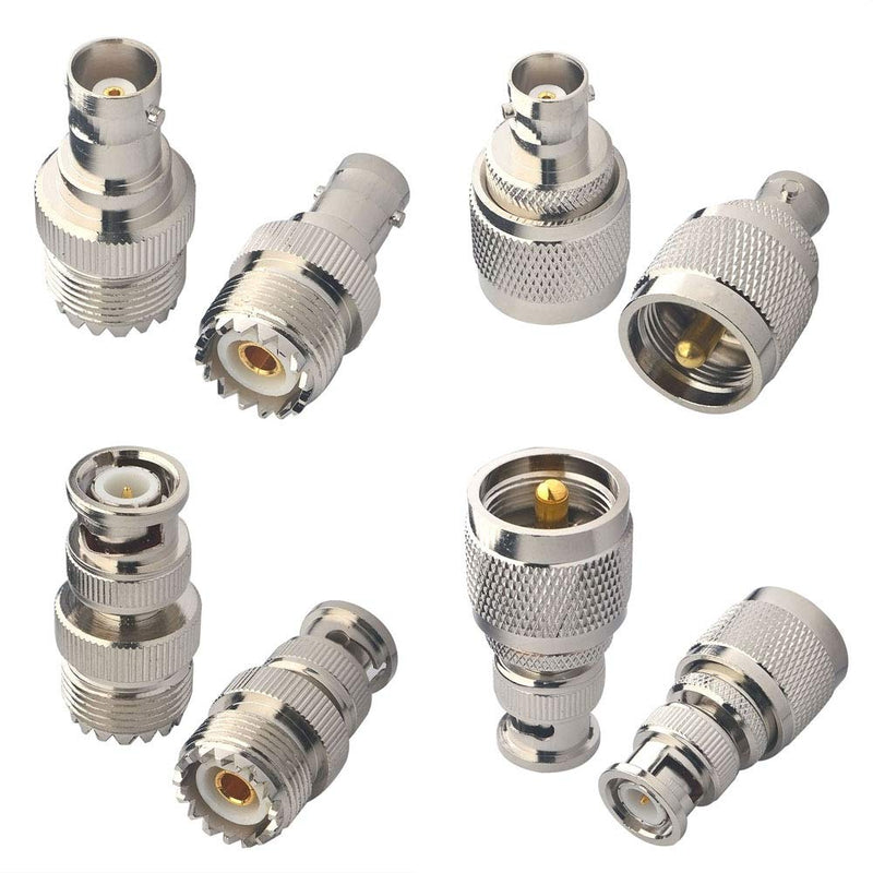 [Australia - AusPower] - BNC to UHF 4 Type 8 PCS RF Connector Kit Coaxial BNC Male Female to UHF Male Female RF BNC UHF Radios Adapter Kit for Antennas Wireless LAN Devices Coaxial Cable Wi-Fi Radios External Antenna… 8PCS 