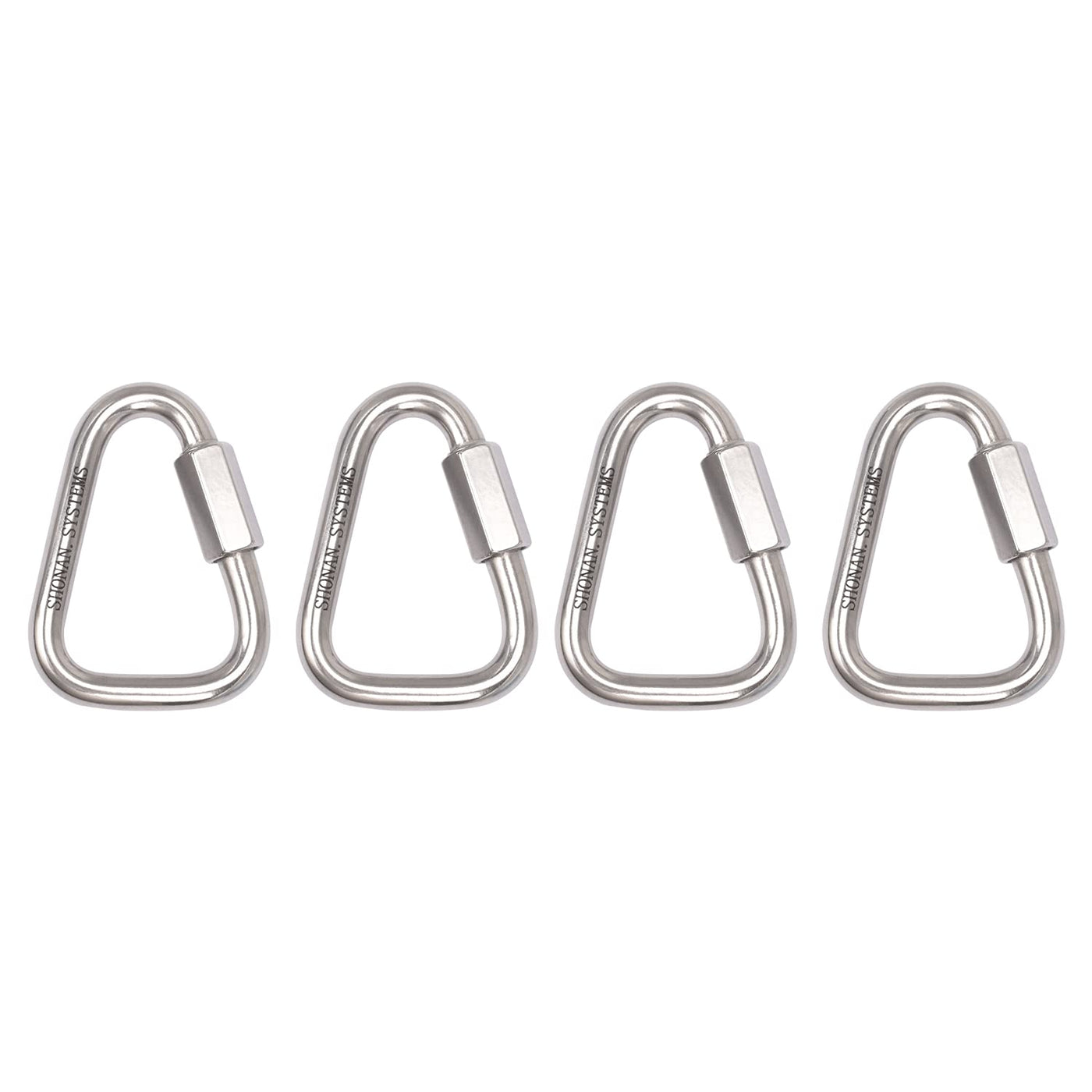 SHONAN Delta Quick Link 2.2 Inch Triangle Quick Links Stainless Steel  Triangle Carabiners Marine Grade, 4 Pack, 880 Lbs Capacity 2.2 Inch, 4  Pack(Marine Grade)