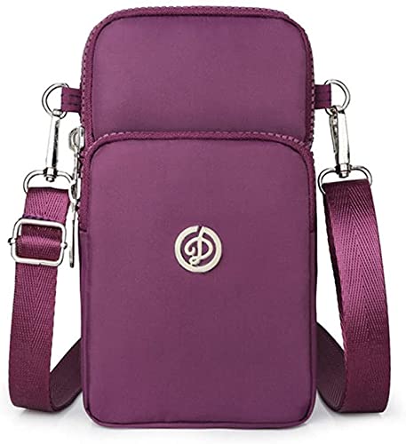 [Australia - AusPower] - Nylon Small Crossbody Bag Cell Phone Purse Wallet Travel Wristlet Armband for iPhone 13 12 11 Pro Max Galaxy S22 Ultra A72 A52 A42 A02 A21 A12 A11 A20S, Moto G30 G10 BLU G91 G90 Pro LG Velvet (Purple) Purple 