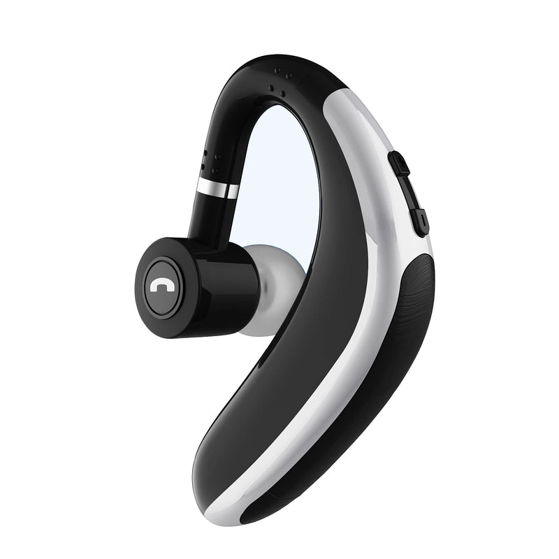 [Australia - AusPower] - Single Bluetooth 5.1 Headset, Noise Canceling Wireless Earbuds with Built-in Mic, in-Ear Headset with 24Hrs Talktime of iOS Android Car Acoustic System Laptops Sliver 