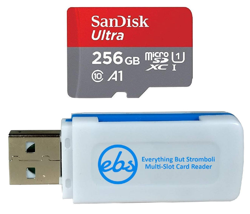 [Australia - AusPower] - SanDisk 256GB Ultra MicroSD Card for Lenovo Tablet Works with M10 Plus, Tab M10, M8, Tab M8 HD (SDSQUA4-256G-GN6MN) Class 10 Bundle with (1) Everything But Stromboli SD & Micro SDXC Memory Card Reader 