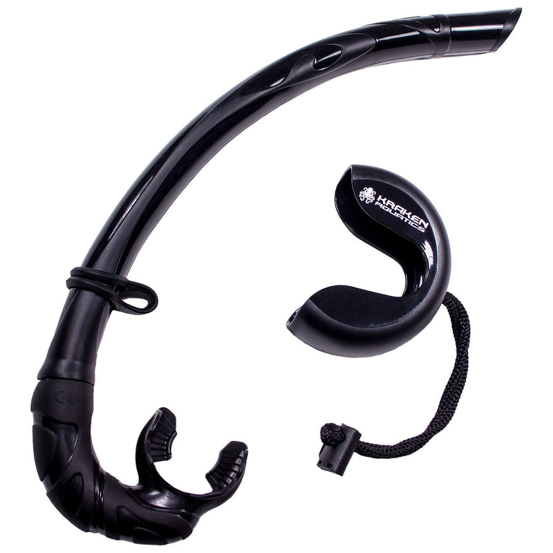 [Australia - AusPower] - Kraken Aquatics Freediving Snorkel | Quality Flexible Roll Up Snorkel Set with Included Compact Storage Case Ideal for Scuba Diving, Spearfishing, Freediving and Snorkeling Black 