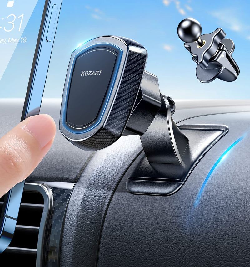 [Australia - AusPower] - Magnetic Phone Holder for Car, Kozart Universal [Upgrade Kit] Magnet Car Mount for Dashboard & Vent 360°Rotation Cell Phone Mount Compatible with iPhone, Samsung, LG, GPS, Mini Tablet & More Black 