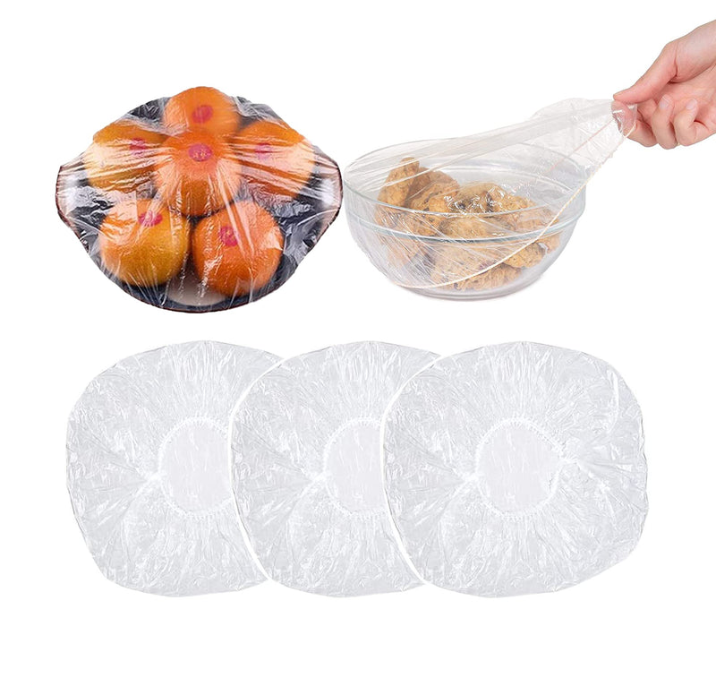 [Australia - AusPower] - 100PCS Fresh Keeping Bowl Covers, ZTOONE Plastic Food Covers with Elastic for Outside, Dish Plate Covers Stretch for Leftover and Meal, Universal Stretch Wrap, Plastic Lids for Outdoor Picnic. 