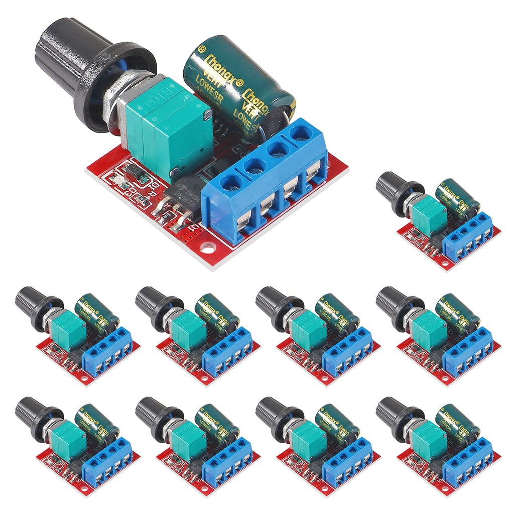 [Australia - AusPower] - UMLIFE 10 pcs DC Motor PWM Speed Controller 3V 6V 12V 24V 35V Speed Control Switch Mini LED Dimmer 5A 90W 