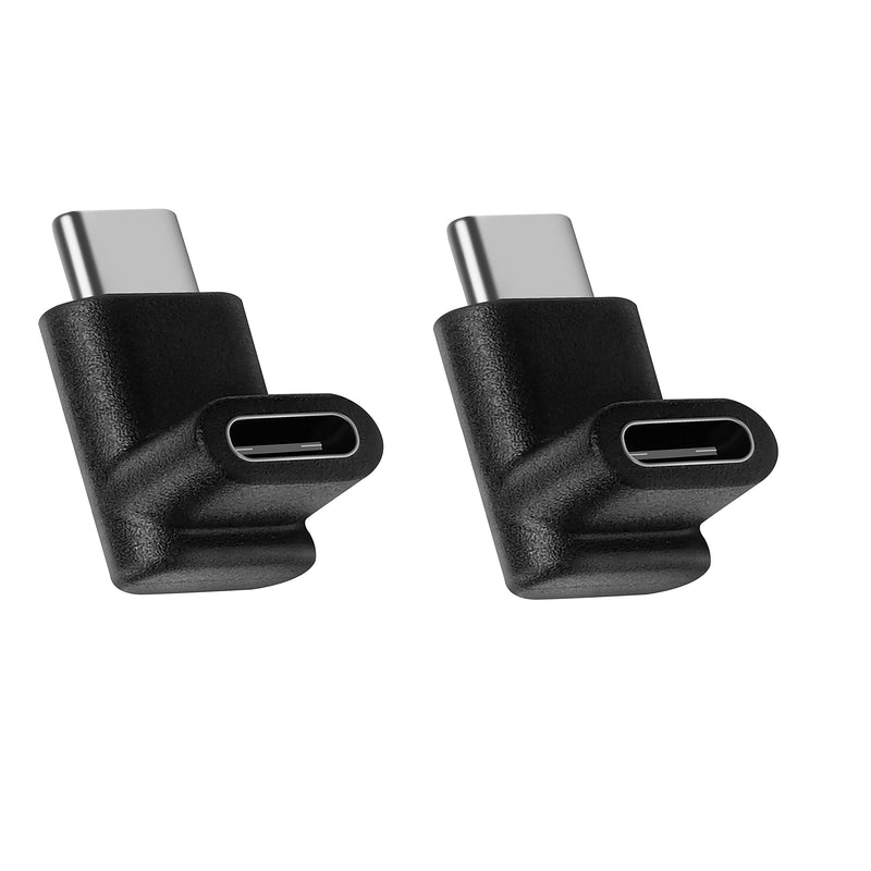 [Australia - AusPower] - 90 Degree USB-C Type C Male to Female Adapter,USB C 90 Angle Adapter , Upward & Downward Angled USB-C USB 3.1 Type-C Extension for Laptop & Tablet & Phone [2 Pack Black] 