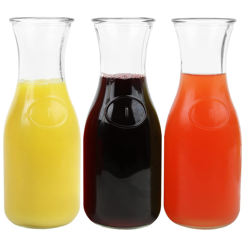 [Australia - AusPower] - Glass Carafe Glass Pitcher for Water Juice and Mimosa Bar [0.5 Liter / 17 fl. oz.] [Set of 3] 