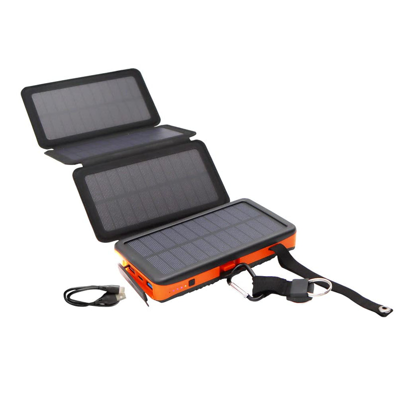 [Australia - AusPower] - 16000mAh Solar Phone Charger Power Bank for Camping,3.0A/5V, with 4 Foldable Solar Panels, Portable, Wireless Charger, with Flashlight 