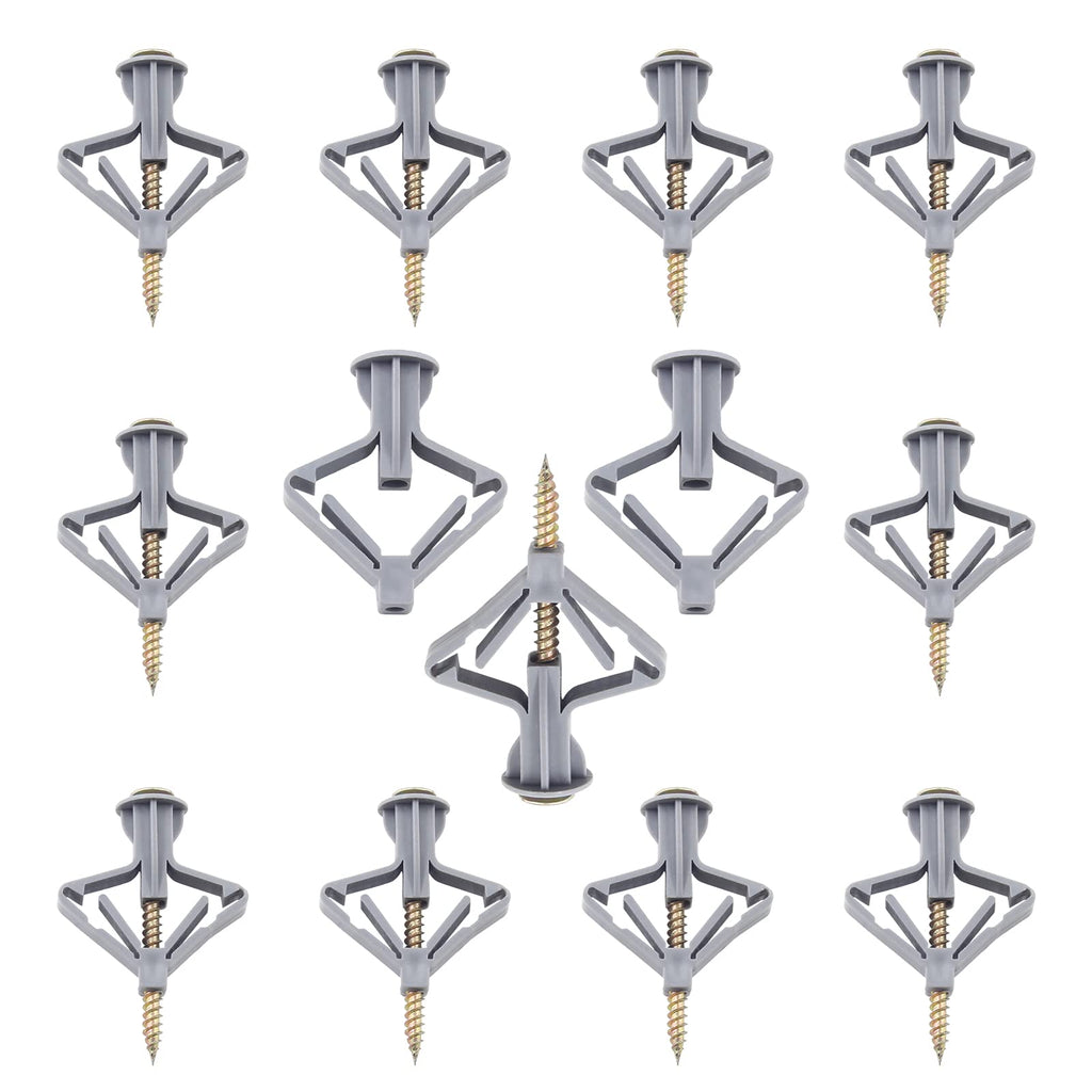 [Australia - AusPower] - Rierdge 50 Pcs Drywall Anchor Kit Hollow Wall Anchors with Screws, Plasterboard Wall Anchors Plastic Expansion Pipe for Curtain Gypsum Board Wall Installation Fastener Hardware (Grey) Grey 