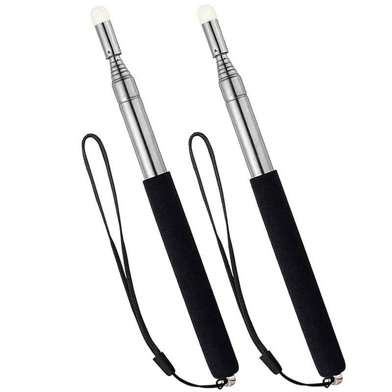 [Australia - AusPower] - Telescopic Teacher Pointer Stick with Hand Lanyard 2 Pack, Teaching Pointer for Classroom, Hand Pointer Extendable Pointer Stick Retractable Pointer Handheld Presenter Whiteboard Pointer (Black) 