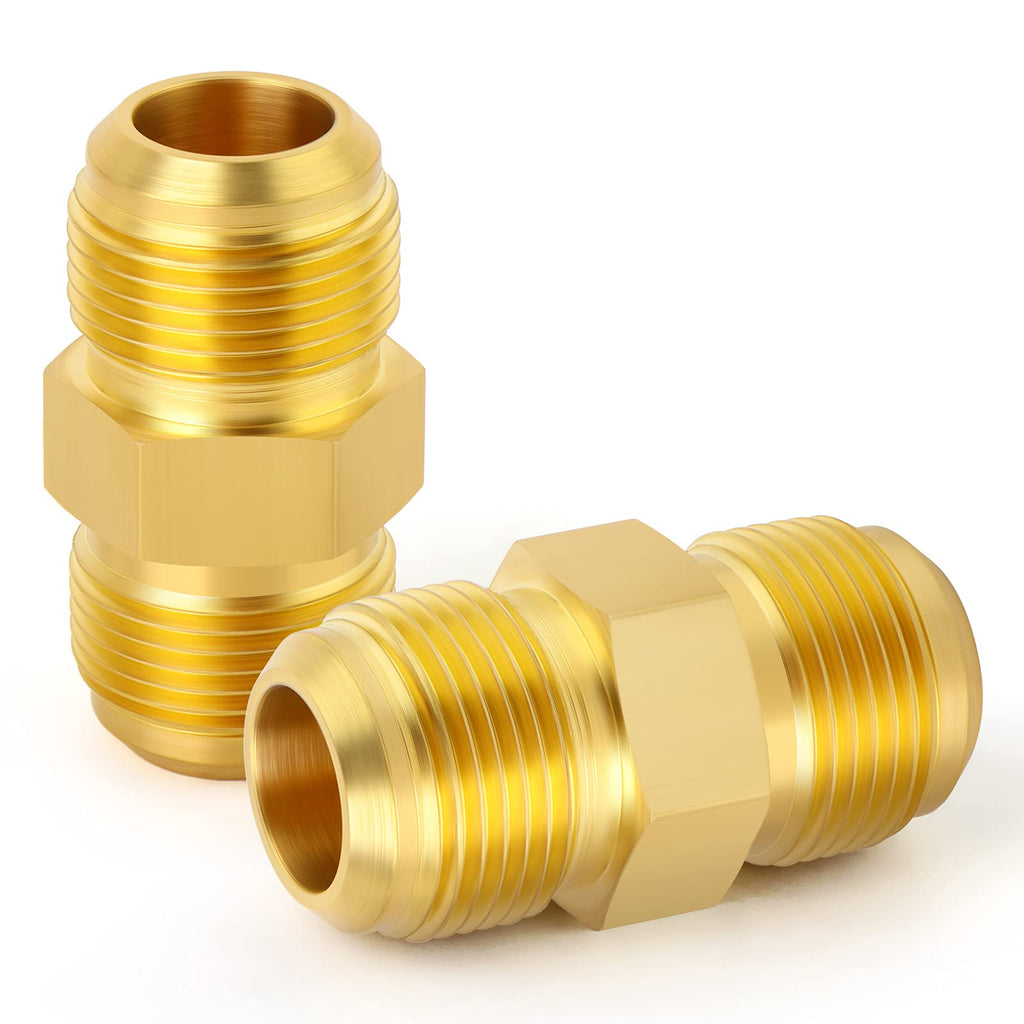 [Australia - AusPower] - GASHER 5PCS Metals Brass Tube Fitting, Half-Union, 1/2" Flare x 1/2" Flare Male Pipe Fittings 5 