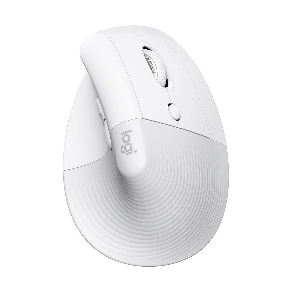 [Australia - AusPower] - Logitech Lift Vertical Ergonomic Mouse, Wireless, Bluetooth or Logi Bolt USB Receiver, Quiet clicks, 4 Buttons, Compatible with Windows/macOS/iPadOS, Laptop, PC - Off White Right-Handed 