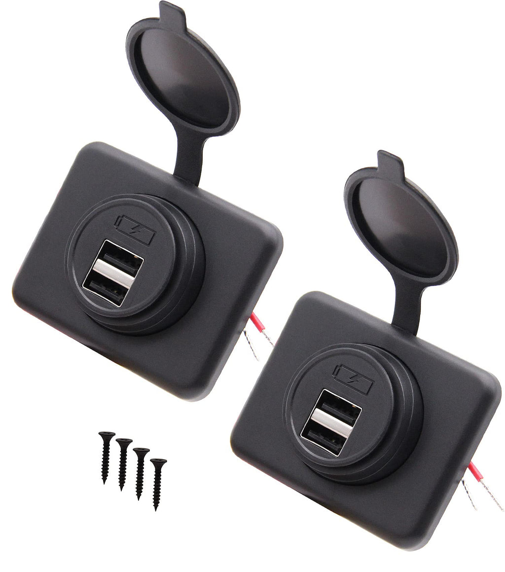 [Australia - AusPower] - WYMECT Dual USB Charger Socket 12V/24V 2.1A & 2.1A for Car Boat Marine RV Mobile (Surface Mount Installation) 2 Pack 