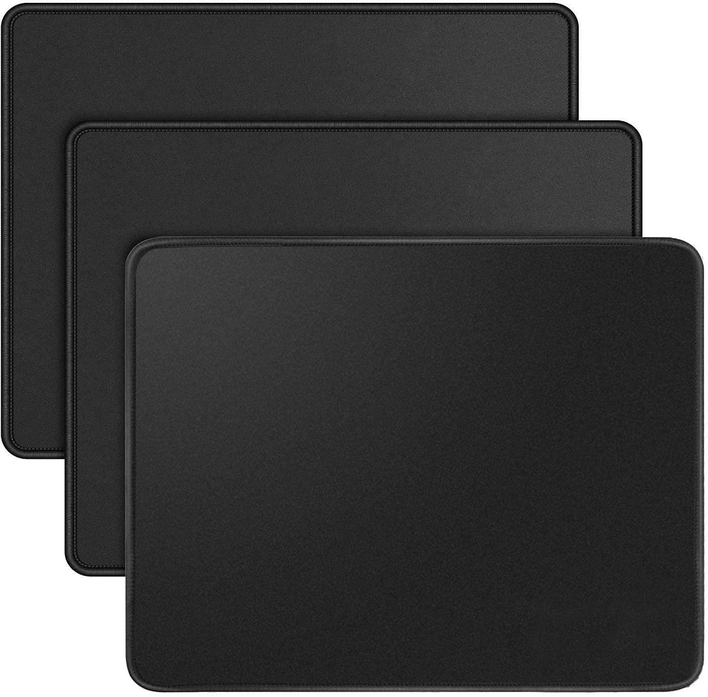 [Australia - AusPower] - Black 3PCS 10.2×8.3×0.08inch (260×210×2mm) Computer Mouse Pad with Non-Slip Rubber Base,Premium-Textured with Stitched Edges,Mouse Pads for Computers,Laptop,Office &Home 3PCS Black Small Mouse Pad 