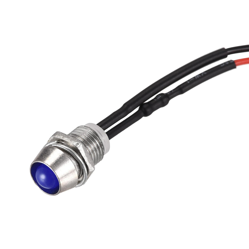 [Australia - AusPower] - uxcell LED Indicator Light AC/DC 110V 8mm Panel Mount Blue LED Signal Lamp Metal Shell 5Pcs 