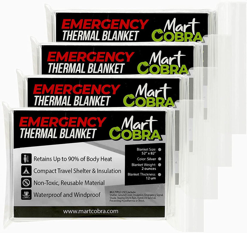 [Australia - AusPower] - Emergency Blankets for Survival Gear and Equipment x4, Space Blanket, Mylar Blankets, Thermal Blanket, Foil Blanket Emergency Shelter, Emergency Preparedness Items, Camping Blanket Emergency Supplies 