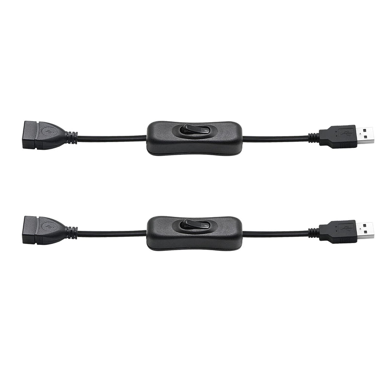 [Australia - AusPower] - PNGKNYOCN 20cm Male to Female USB Cable with On/Off Switch, for USB Fan, LED Desk Lamp and Other Computer Peripheral Low-Power Electrical Devices(2-Pack） 