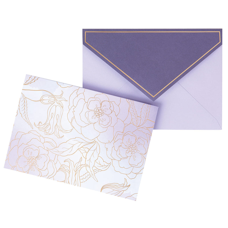 [Australia - AusPower] - C.R. Gibson CN89-24042 Boxed Note Card and All Occasion Greeting Card Set, 10 Cards with 10 Envelopes, Floral Gold and Purple 