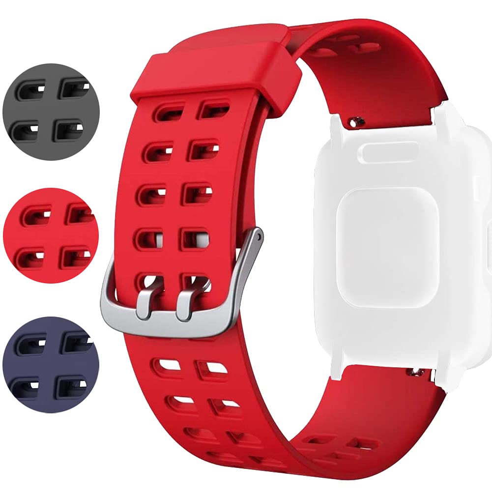 [Australia - AusPower] - ID205L Replacement Bands Waterproof Adjustable Soft Silicone Samartwatch Bracelet Straps for ID205L ID205 ID205S SW020 SW021 Fitness Activity Tracker Sport Smart Watch Step Counter Red 