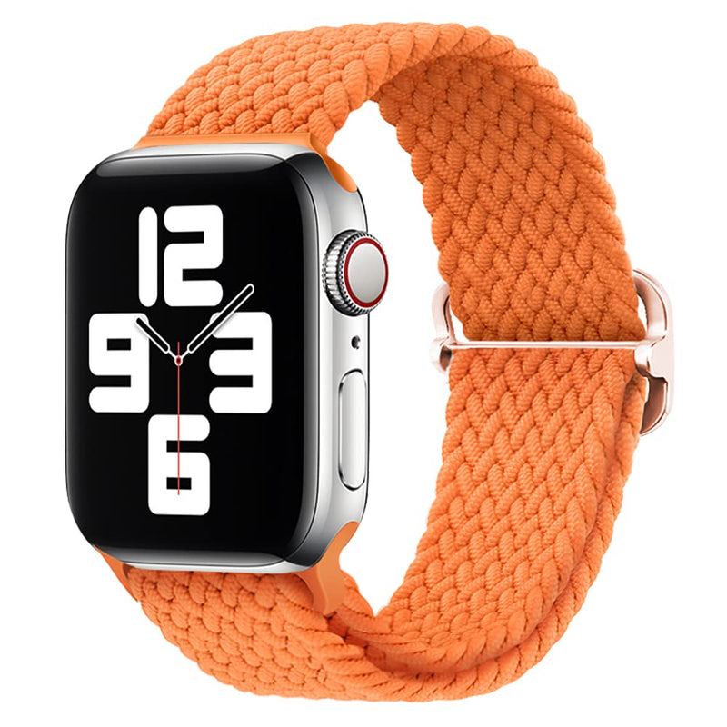 [Australia - AusPower] - Qimela Stretchy Nylon Solo Loop Bands Compatible with Apple Watch Band 41mm 40mm 38mm for Women Men, Adjustable Elastic Braided Strap Sport Wristbands for iWatch Series 7 6 5 4 3 2 1 SE,Orange Orange 38mm/40mm/41mm 