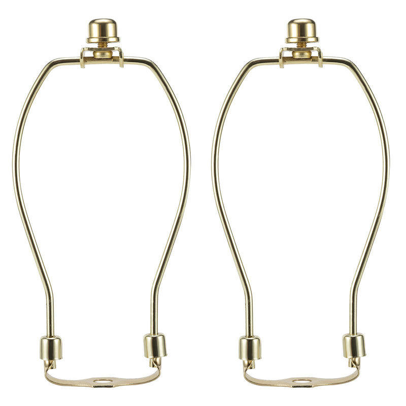 [Australia - AusPower] - 7 Inch Brass Lamp Harp Holder Kits with Finials and Detachable Light Duty Saddle Bases, Saangseon Set of 2 DIY Lighting Accessories Horn Frame Lamp shade Brackets Polished Brass 7 Inch 