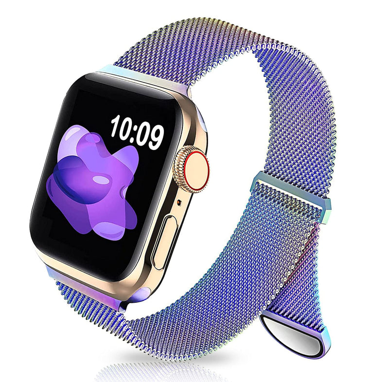[Australia - AusPower] - Mazoft Watch band Compatible with Apple Watch Band 45mm 44mm 42mm 41mm 40mm 38mm, Milanese Stainless Steel Magnetic Mesh Loop Bands Replacement for Women or Men iWatch Series 7/6/5/4/3/2/1/SE Colorful 38mm/40mm/41mm - fits Wrist Size: 5.5 - 7.3 inch 