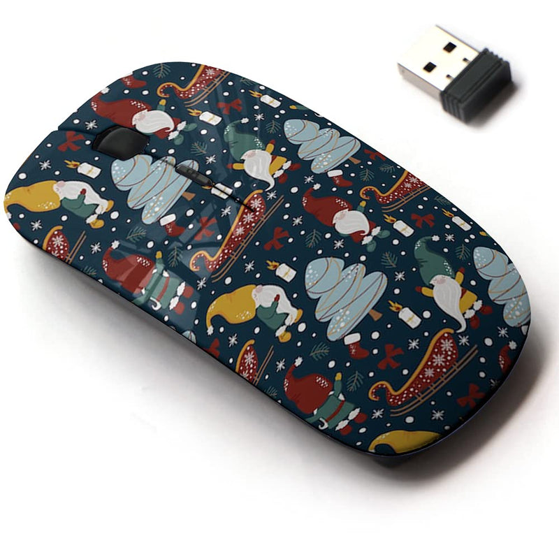 [Australia - AusPower] - 2.4G Wireless Mouse with Cute Pattern Design for All Laptops and Desktops with Nano Receiver - Gnomes Christmas Night 
