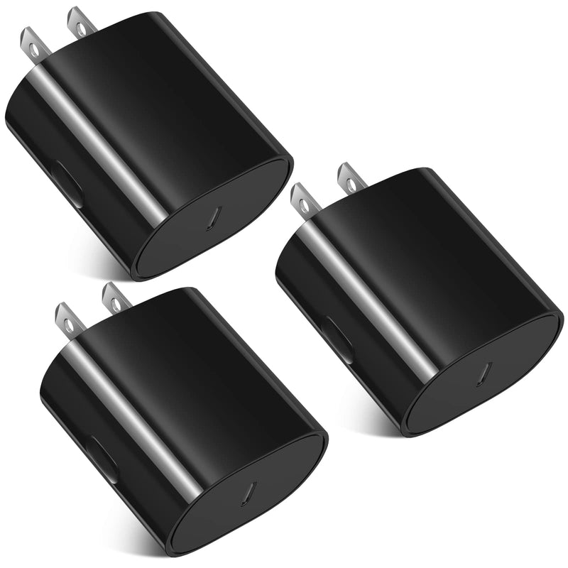 [Australia - AusPower] - USB C Charger, Agtray 3 Pack 20W Type C Fast Charger Block USB-C Wall Plug Power Adapter Compatible with Samsung Galaxy S21/S21+/S21 Ultra/S20/S20+/Note 20/20 Ultra/10/10+, iPhone 13/12/11/SE - Black 