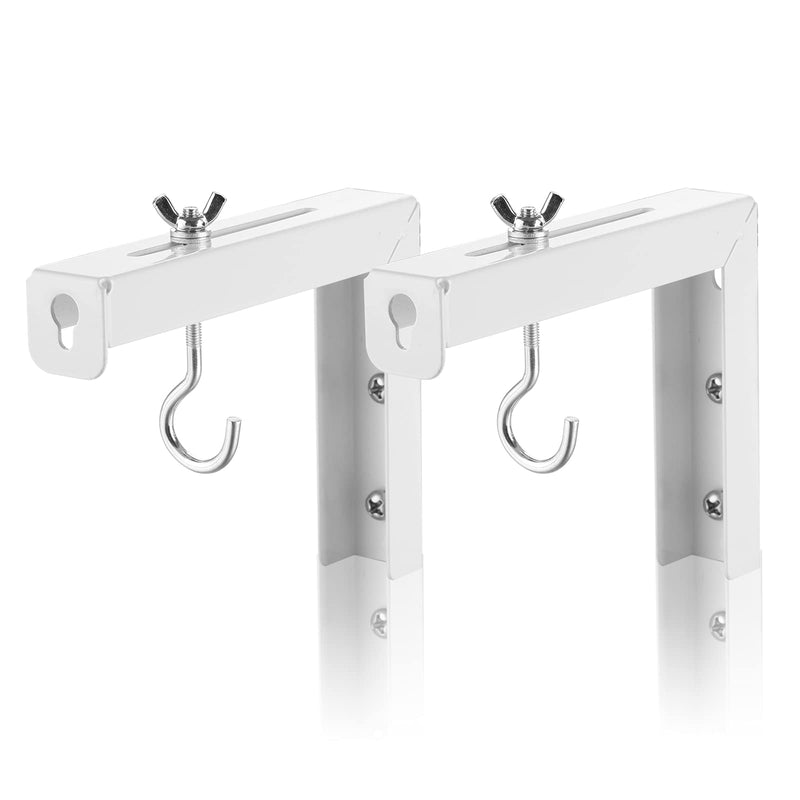 [Australia - AusPower] - Suptek Universal Projector Screen Wall Mount L-Brackets Wall Hanging Mount 6 inch Adjustable Extension Mounting Hooks for Projection Screen up to 66 lbs, 30 kg Capacity Each, PRL001, White (1 Pair) 