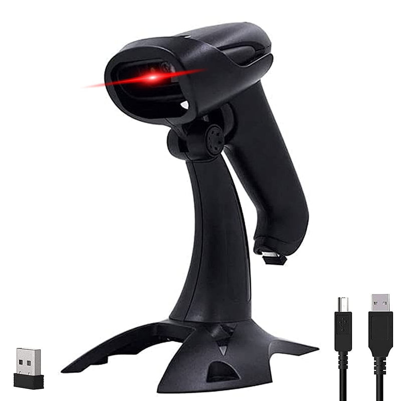 [Australia - AusPower] - 2D QR Barcode Scanner with Stand, 2.4G Wireless & Bluetooth & Wired USB Bar Code Scanner, for Computer POS Warehouse Inventory Library 