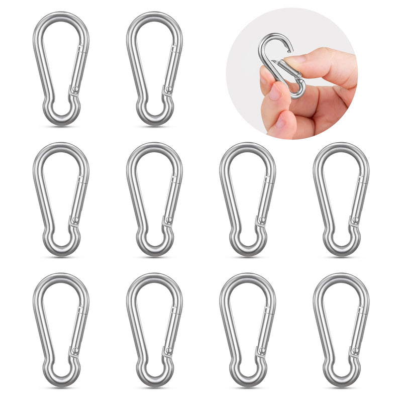 [Australia - AusPower] - 10PCS Stainless Steel Carabiners Caribeener Clips, 1.57 Inch Small Caribeaner Spring Snap Hooks, Heavy Duty Keychain Clip, Qick Link for Keys/Water Bottle/Pet Tags/Feeders/Flag Rigging/Hiking/Camping 