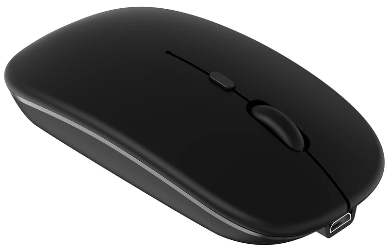 [Australia - AusPower] - Bluetooth Mouse, Rechargeable Computer Wireless Mouse for MacBook Pro/ MacBook Air Laptop Desktop PC Mac iMac iPad iPhone Tablet Cell Phone Windows Android Portable Silent 2.4G Cordless Mice (Black) Black 