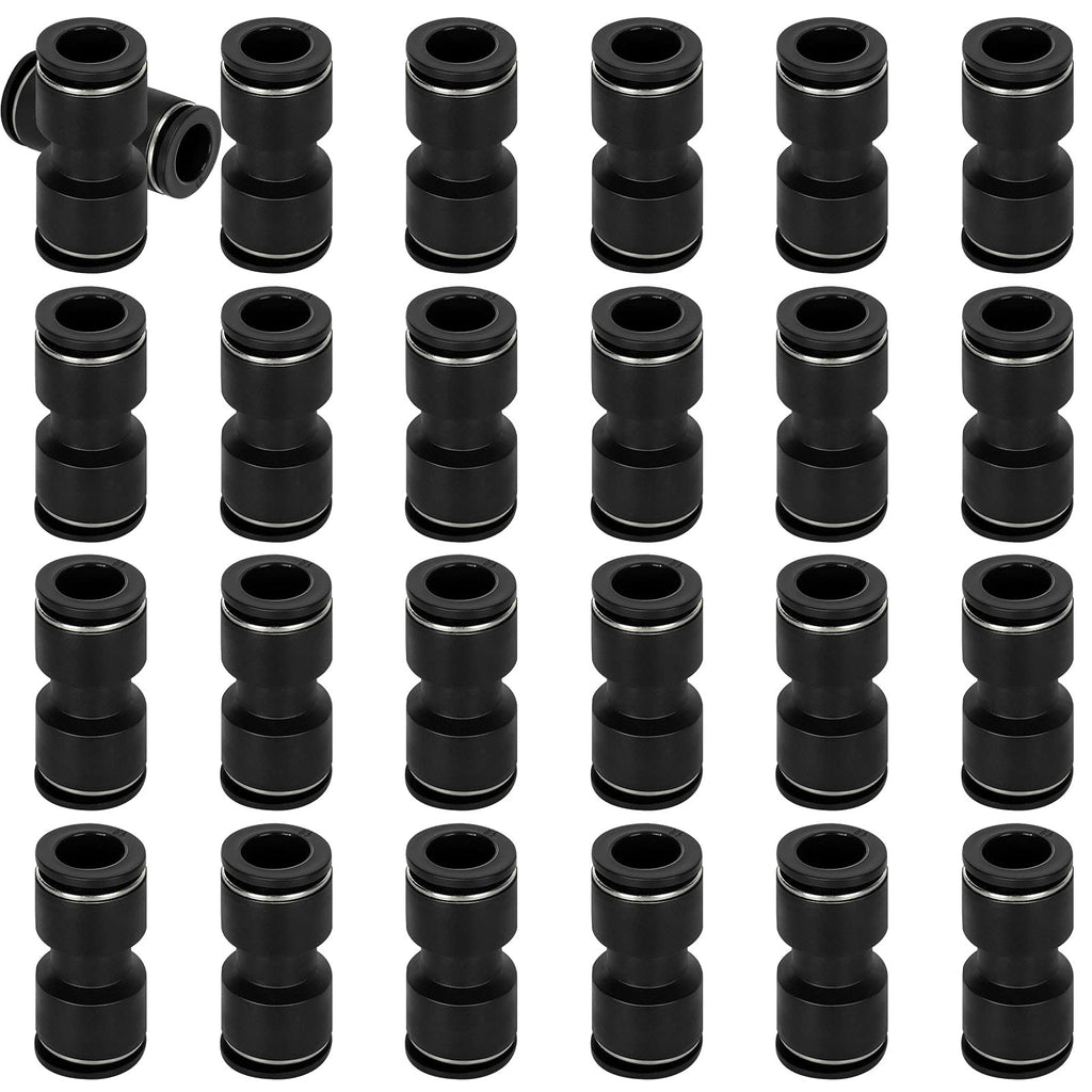 [Australia - AusPower] - 25PCS Straight Push Connectors, 12mm Air Line Push to Connect Fittings Black Straight 1/2 inch Tube OD Push to Quick Connect Pushlock Air Fittings Tube for 1/2 OD Tube 
