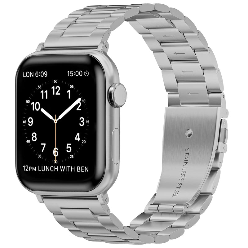 [Australia - AusPower] - SEANTUA Compatible with Apple Watch Band 44mm 40mm,Stainless Steel Replacement Wristband for iwatch Series 6/5/4/3/2/1/SE,Compatible with Apple Watch Band 42mm 38mm Women Men Silver 38mm 40mm 