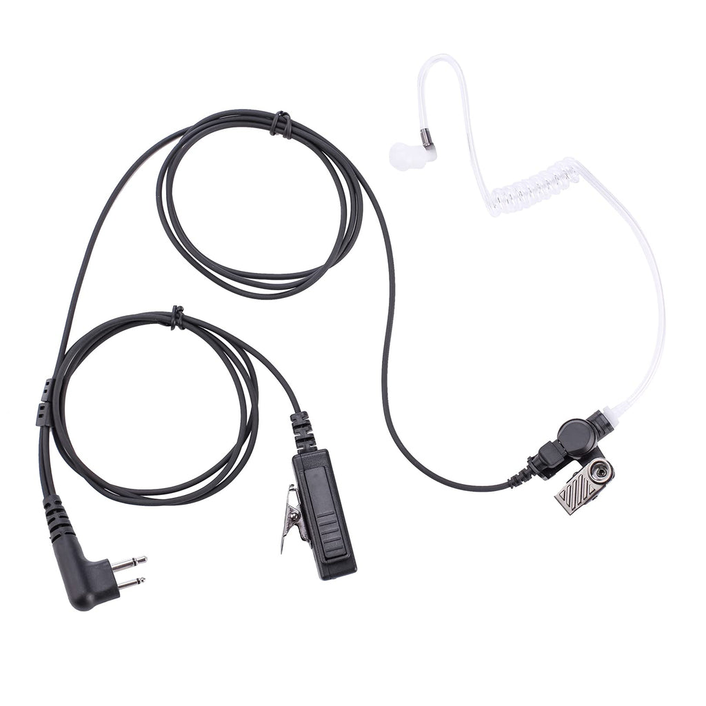 [Australia - AusPower] - POFENAL 2-Wire Surveillance Earpiece Compatible with Motorola Radio CLS1410 CLS1110 CP200 GP300 GP2000 Walkie Talkie with Big PTT Mic Transparent Air Acoustic Tube 2 Pin Headset (1 Pack) *1 pack 