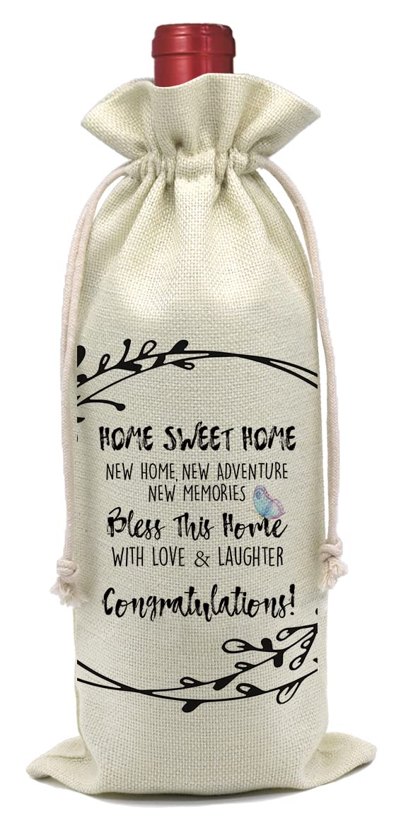 [Australia - AusPower] - WELLBANEE Housewarming Gifts Wine Bags, Home Sweet Home, First New Home House Homeowner Gifts for Men, Women, Dad, Mom, Son, Daughter, Friends, Coworkers, Neighbors - 02 