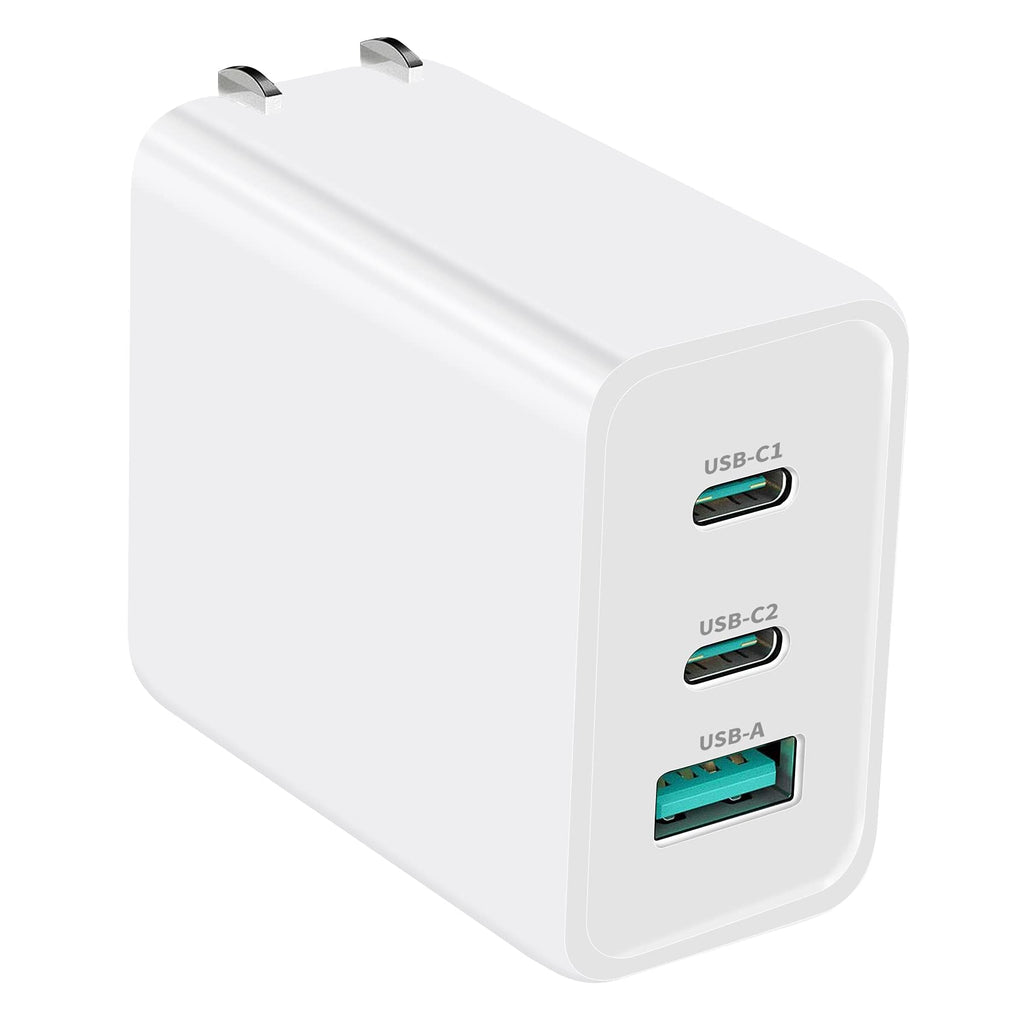 [Australia - AusPower] - USB C Charger 65W Fast Charger Type C PD 3.0 GAN Charger Foldable Adapter with 3-Port Fast Wall Charger Compatible for iPhone 13 Pro Max/13 Pro/13/13 Mini, MacBook Pro, iPad Pro, Switch, Galaxy 