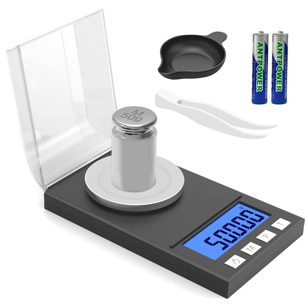 [Australia - AusPower] - JHSCALE Portable Jewelry Scale with LCD Backlit, Digital Milligram Scale 50g/0.001g,Mini Pocket Scale with 8 Units,Digital Weight Grams for Jewelry, Gem, Diamonds, Powder,Pills,Batteries Included Black 