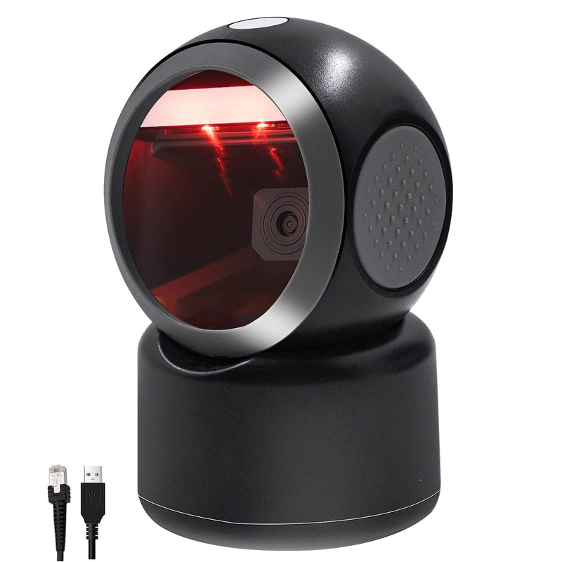 [Australia - AusPower] - 2D QR Hands-Free Barcode Scanner Omnidirectional Automatic Sensing Scanning USB Barcode Reader Adjustable Screen Scanning Platform Scanner for POS PC Supermarket Bookstore 2D scanner Black 