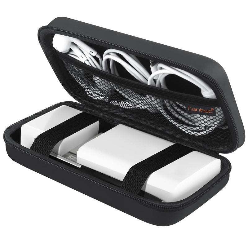 [Australia - AusPower] - Canboc Electronics Travel Organizer, MacBook Charger Carrying Case, Electronic Accessories Portable Cable Storage Bag for Charging Cords, Power Adapter, MagSafe, USB Hub, Power Bank, Earbuds, Black Black+Black 