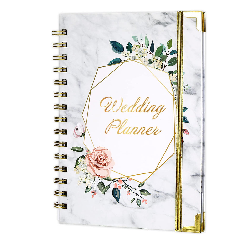[Australia - AusPower] - Wedding Planner - Wedding Planner Book and Organizer for The Bride with 5 Tabbed Sections, 6.5" x 8.75", Hardcover with Metal Corner + 5 Inner Pocket + Sticker + Notes Pages - Wedding Floral 