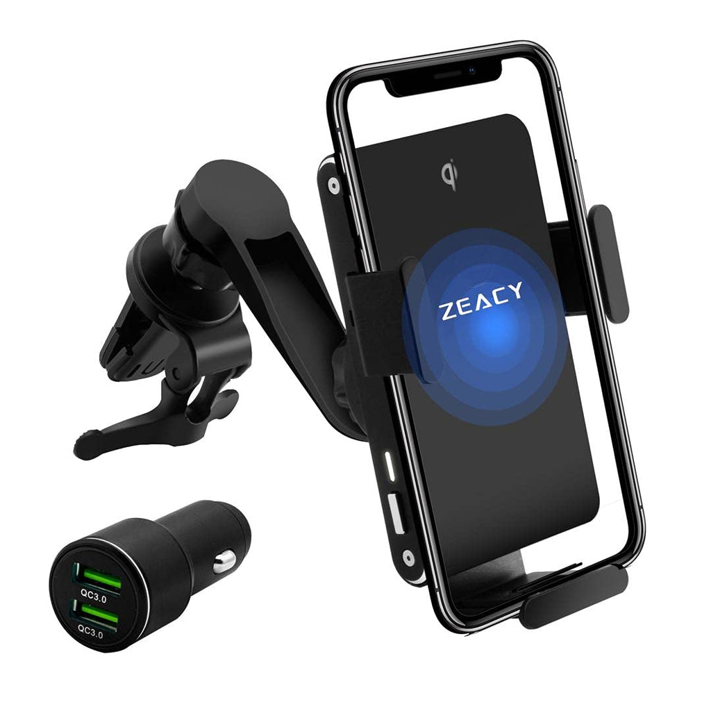 [Australia - AusPower] - ZEACY Wireless Car Charger Mount 15W Qi Fast Charging Auto-Clamping Air Vent Phone Holder for iPhone 13/12/11/X/8 Samsung Galaxy 