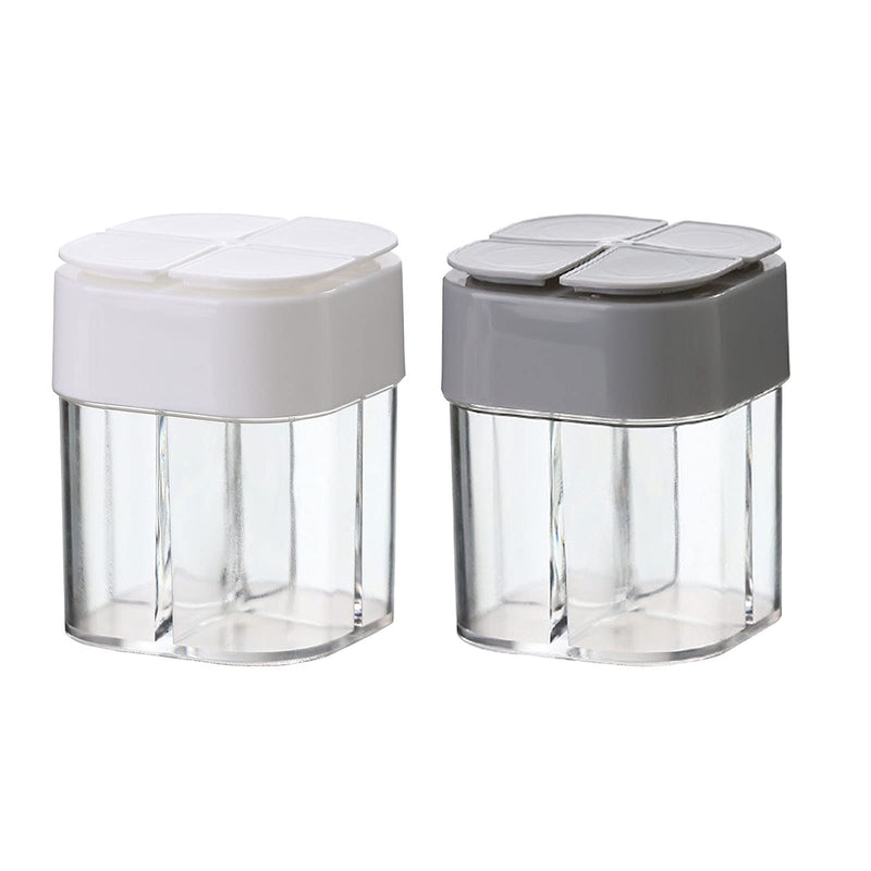 [Australia - AusPower] - Plastic Condiment Jar,2 Pcs 4 in 1 Plastic Empty Spice Dispenser with 8 Grids Transparent Seasoning Shaker with Sliding Lids for Home Travel 