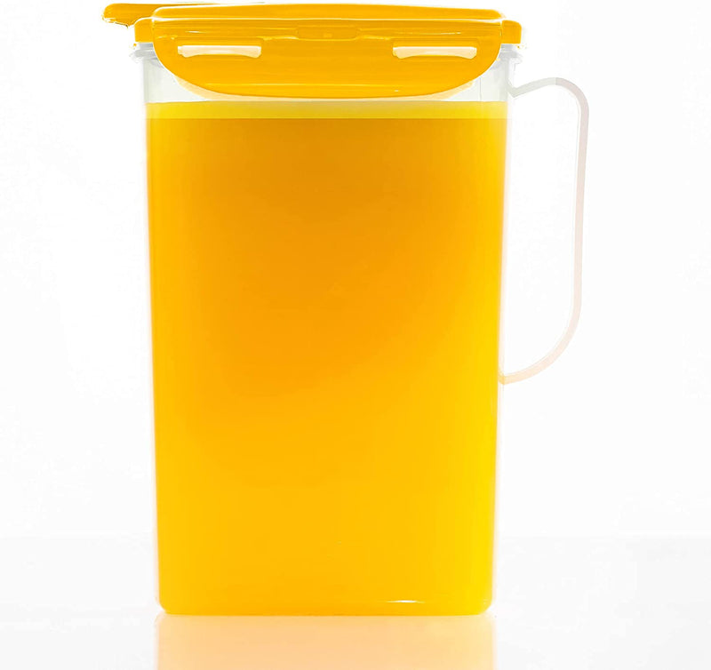 [Australia - AusPower] - LOCKNLOCK Aqua Fridge Door Water Jug with Handle BPA Free Plastic Pitcher with Flip Top Lid Perfect for Making Teas and Juices, 2 Quarts, Yellow 
