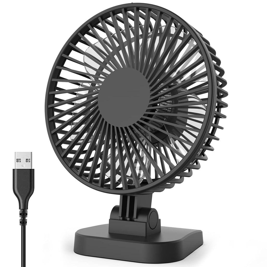 [Australia - AusPower] - USB Desk Fan with 3 Settings, Small Personal Quiet Desktop Fan with Strong Airflow & 40° Adjustable Tilt Angle, Portable Cooling Mini Fan for Desktop Office Home Bedroom (Black) Black 