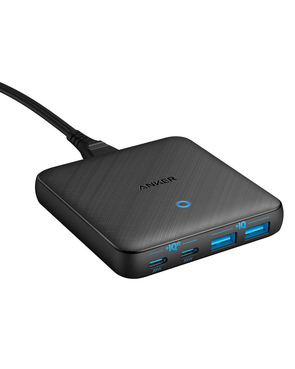 [Australia - AusPower] - Anker USB C Charger, 543 Charger (65W II), PIQ 3.0 & GaN 4-Port Slim Fast Wall Charger, with Dual USB C Ports (45W Max), for MacBook, USB C Laptops, iPad Pro, iPhone and More 